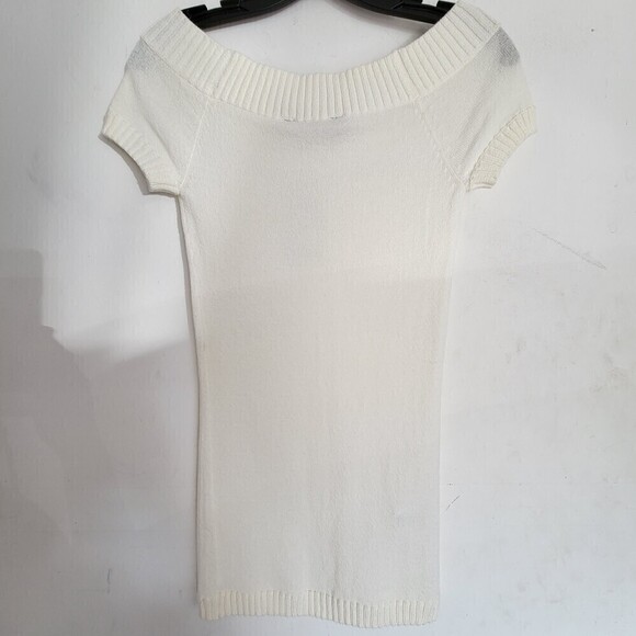 NEW BCBG Maxazria Ivory Cream White Jersey Knit Cap Sleeve Top Size XS - Picture 3 of 10